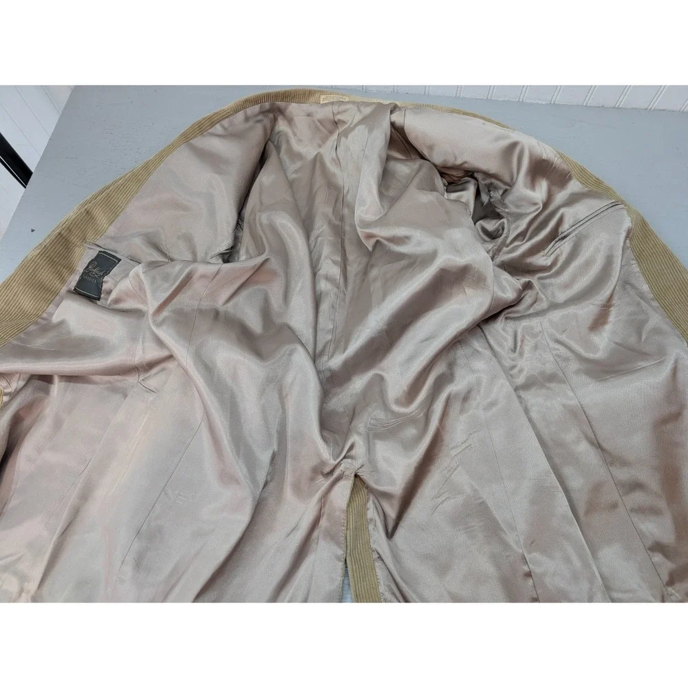 Brookford Corduroy Blazer Jacket Mens Size 44L Faux Suede Elbow Patch Tan Vtg